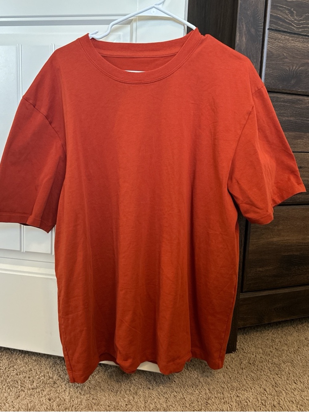 lululemon Men's Short Sleeve heavyweight cotton Tee in autumn Rust